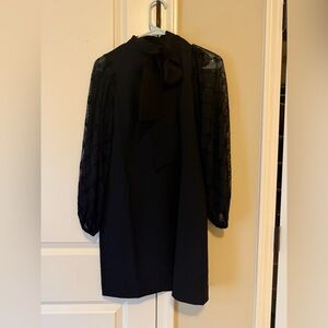 Vince Camuto Black Dress with Sheer Sleeves